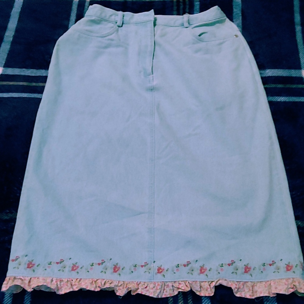 Ruffled blue Jean skirt